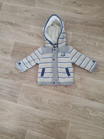 Veste fourré polaire 18mois Sergent Major rayures grise 