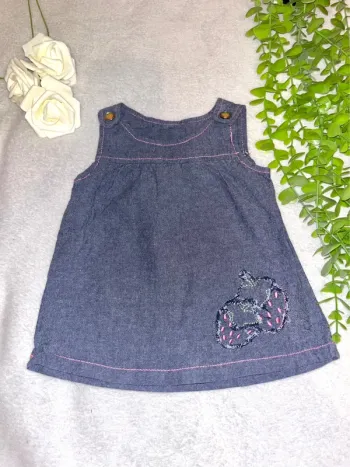 Très belle robe tunique en jean courte manche bébé fille