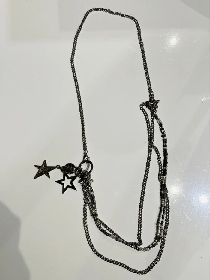Collier sautoir étoiles et perles