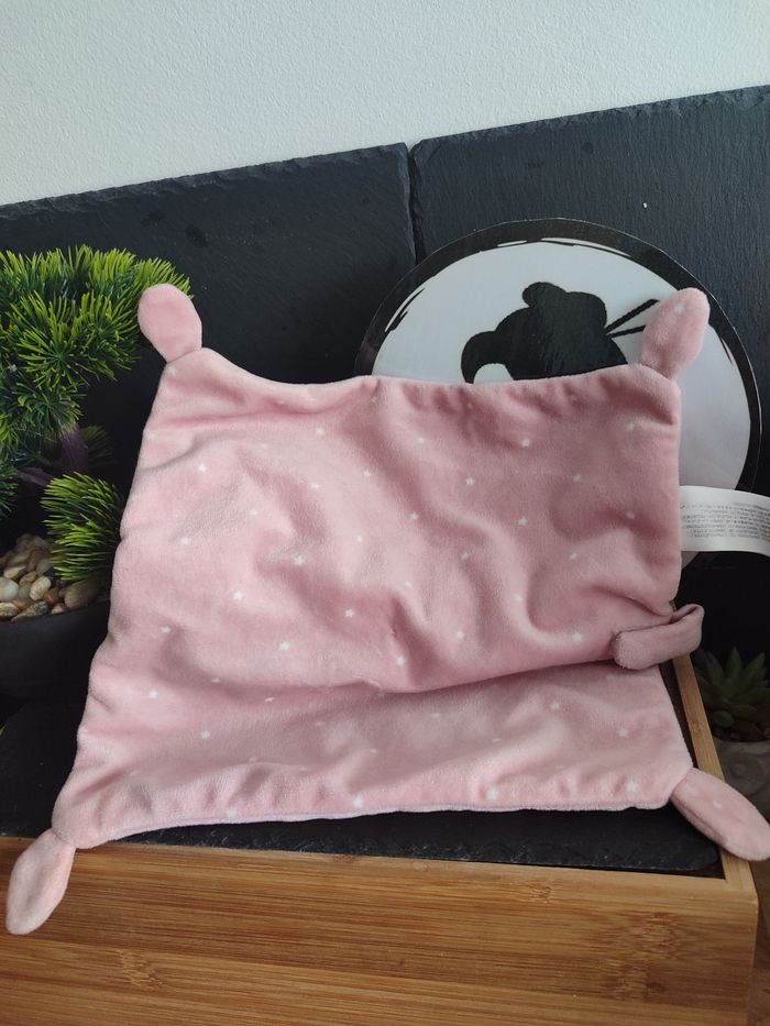 doudou plat lapin Simba toys Gris blanc rose étoiles Attache Tetine DD003568 - photo numéro 2