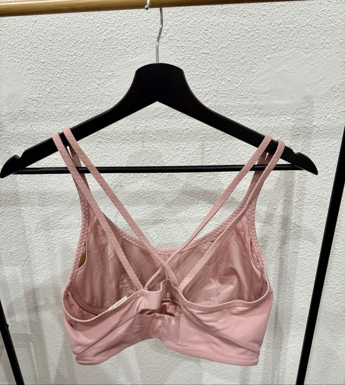 Brassière de sport rose uni à dos croisé - Taille M/L - photo numéro 3