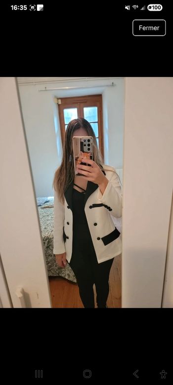 Ensemble blazer + pantalon noir et blanc