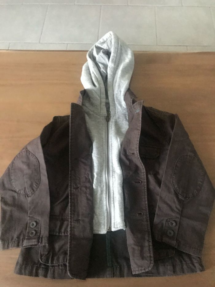 Veste marron avec capuche grise amovible CFK 5 ans - photo numéro 2
