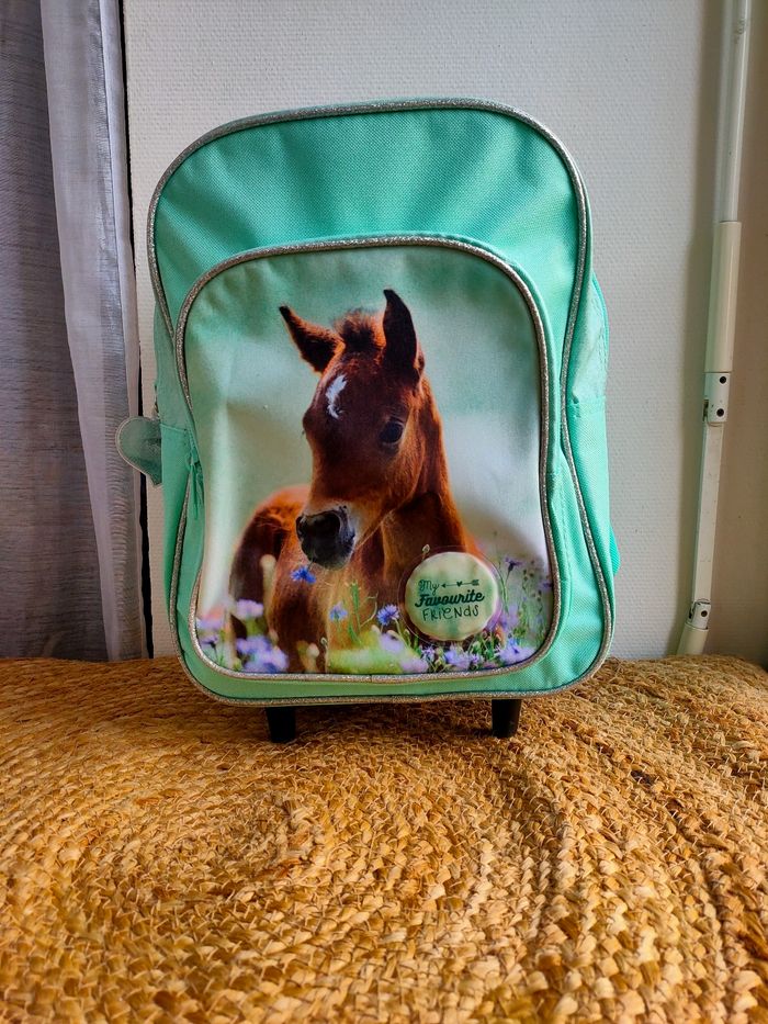 Cartable maternelle à roulettes cheval