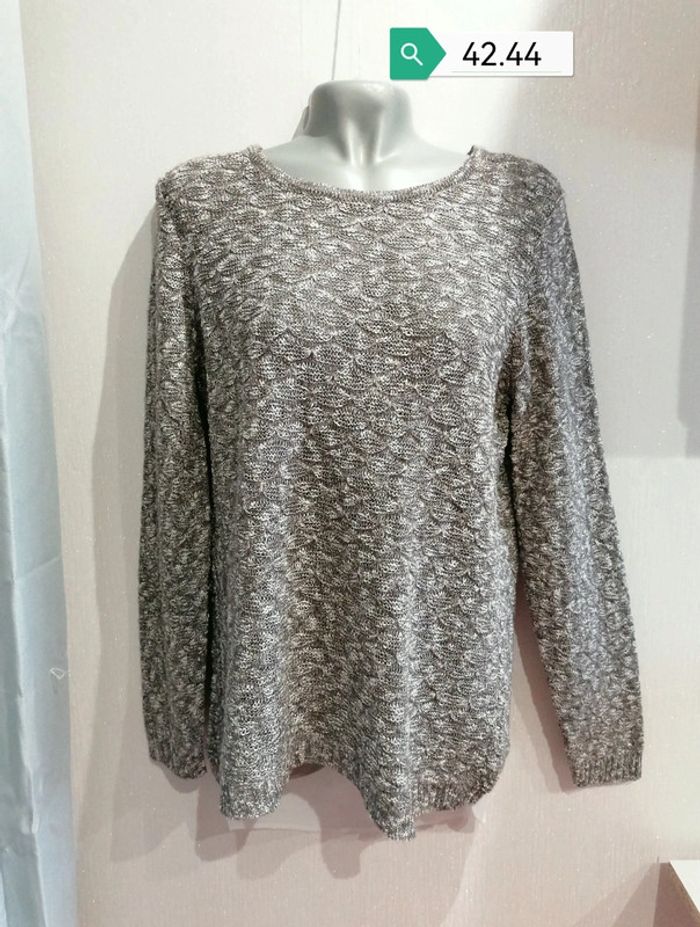 Pull chemise Tissaia marron-gris 42.44 - photo numéro 2