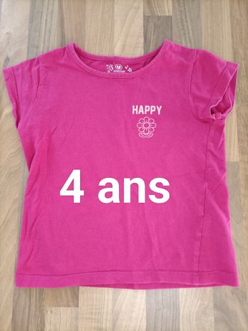 Tee-shirt fushia happy fleur 4 ans U Essentiel 