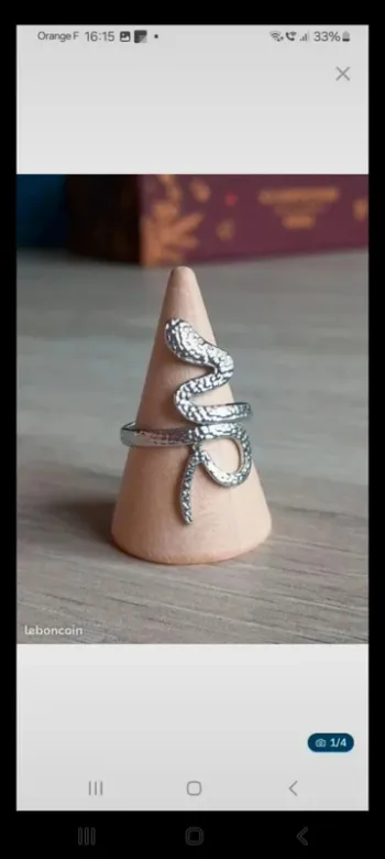 Bague serpent femme ajustable