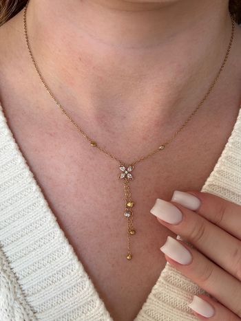 Collier acier inoxydable fleur