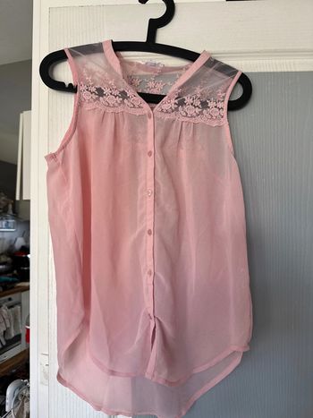 Blouse rose claire avec effet dentelle L