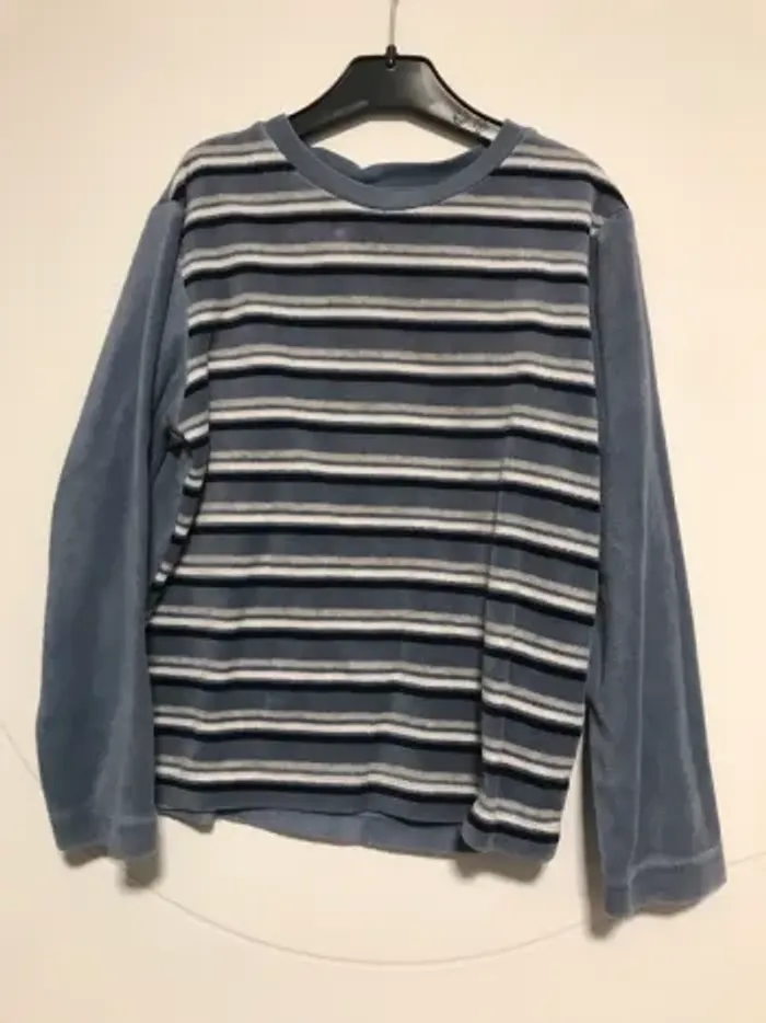 Haut de pyjama marque bronzini garçon 8 ans bleu rayé molleton