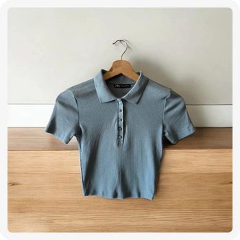 tops court Zara bleu clair taille S