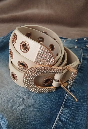 Ceinture Crème & Strass - Style Cow-girl / Rock