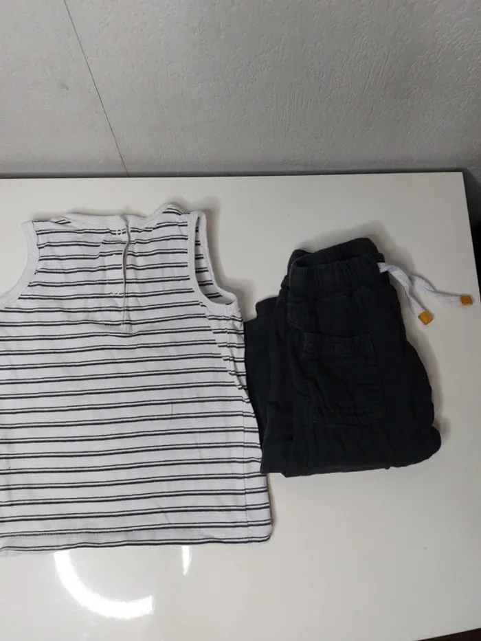 Ensemble Tee-shirt débardeur rayure blanc et noir" Kiabi" - photo numéro 2