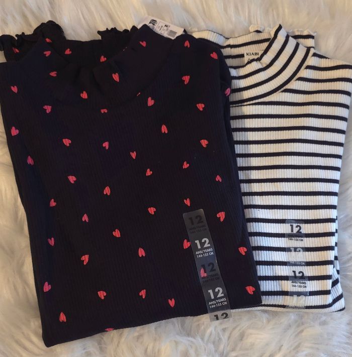 (Neufs non portés) 🏷🏷🤩🩷 teeshirts ml col montant 12 ans fille 🩷🤩 - photo numéro 2