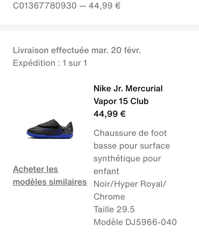 nike jr mercurial vapor 15 club / taille 29,5 - photo numéro 9