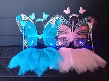 Lot déguisement papillon rose et bleu à LED