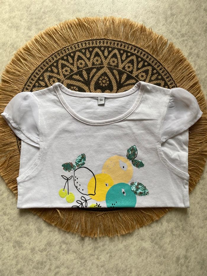 T-shirt blanc fruits 5ans - photo numéro 2