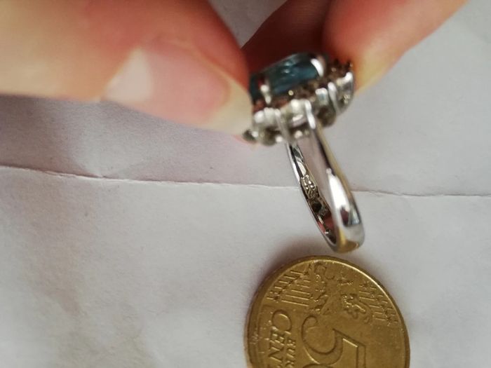 Sublime bague vintage plaquée rhodium topaze - photo numéro 2