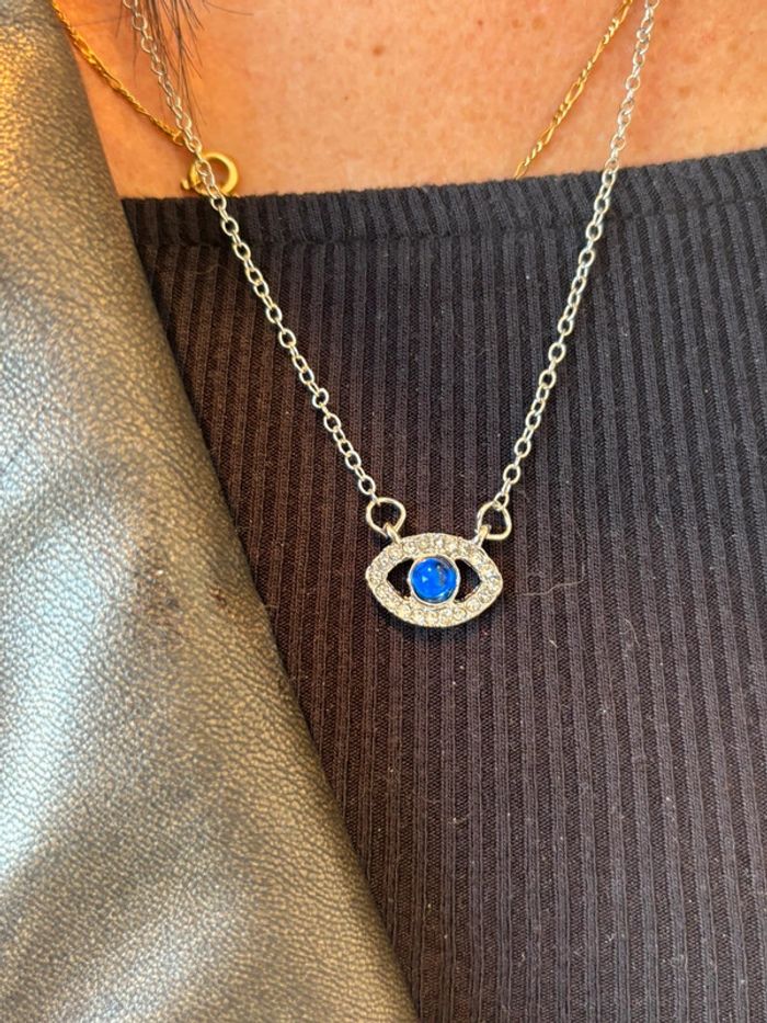Chaîne et pendentif œil à strass neuve - photo numéro 4