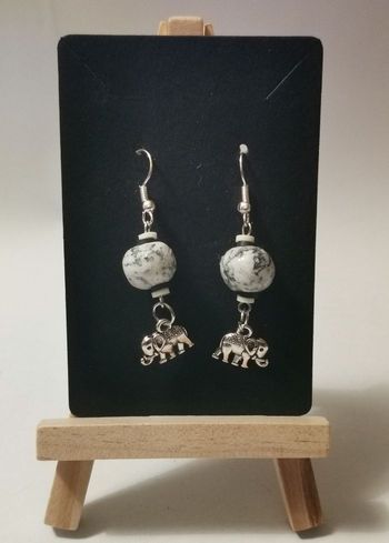 Boucles d'oreilles fantaisie "Eléphants marbrés"
