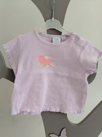 Tee-shirt manches courtes lilas Cadet Rousselle taille 3 mois