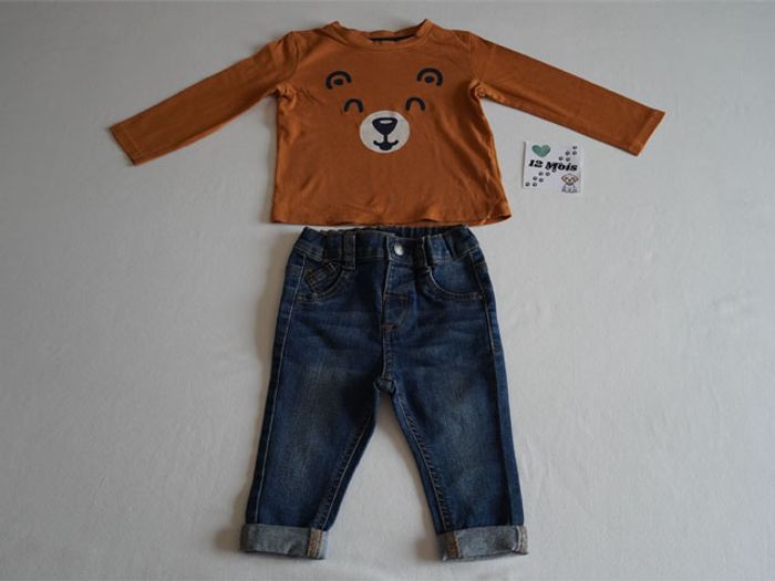 Lot n°1 : 10 Vêtements Garçon 12 mois : 4 Pantalons + 1 salopette + 5 Hauts - photo numéro 6