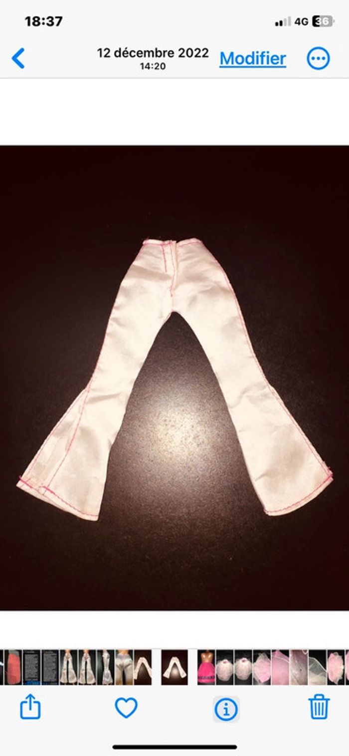 Vintage pantalon satiné blanc barbie - photo numéro 3