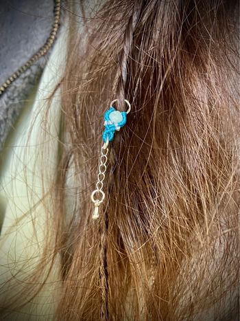 Bijou de cheveux, tresse/dread, macramé pierre Amazonite