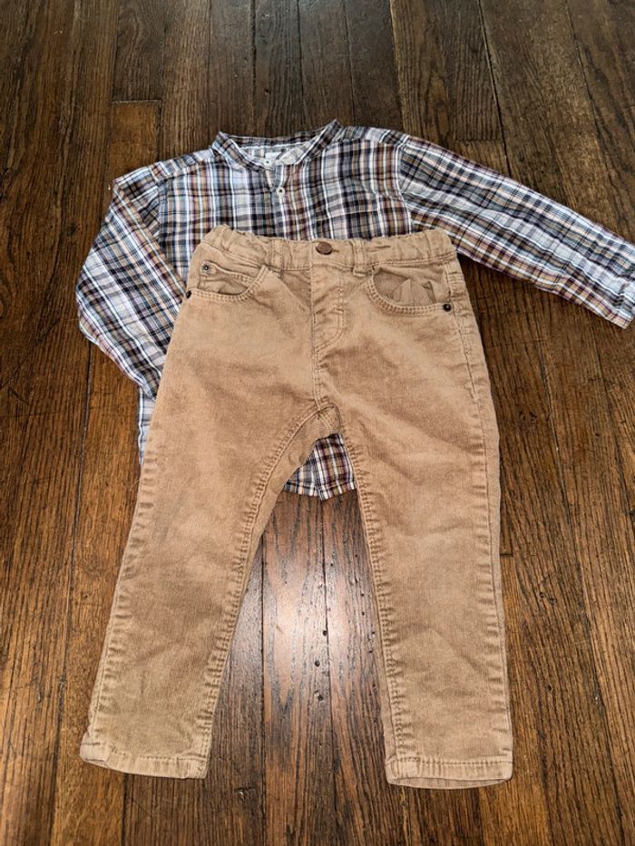 Chemise Bout’chou et pantalon velours Zara  24 mois - photo numéro 2