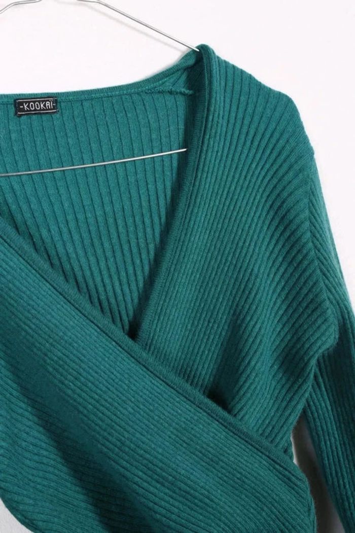 Cache-coeur vintage 90's Kookai en laine côtelée (#240661) - photo numéro 3