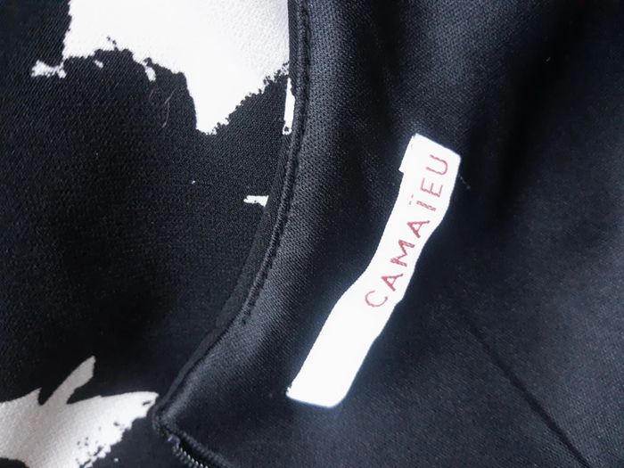 Robe chic sans manches imprimée noir et blanc Camaïeu taille 2 - photo numéro 7
