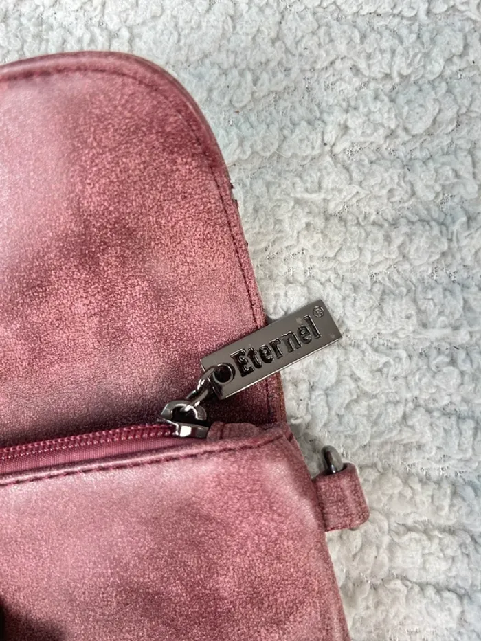 Pochette Eternel en suédine bordeaux - petite sacoche 21x14 cm - photo numéro 2