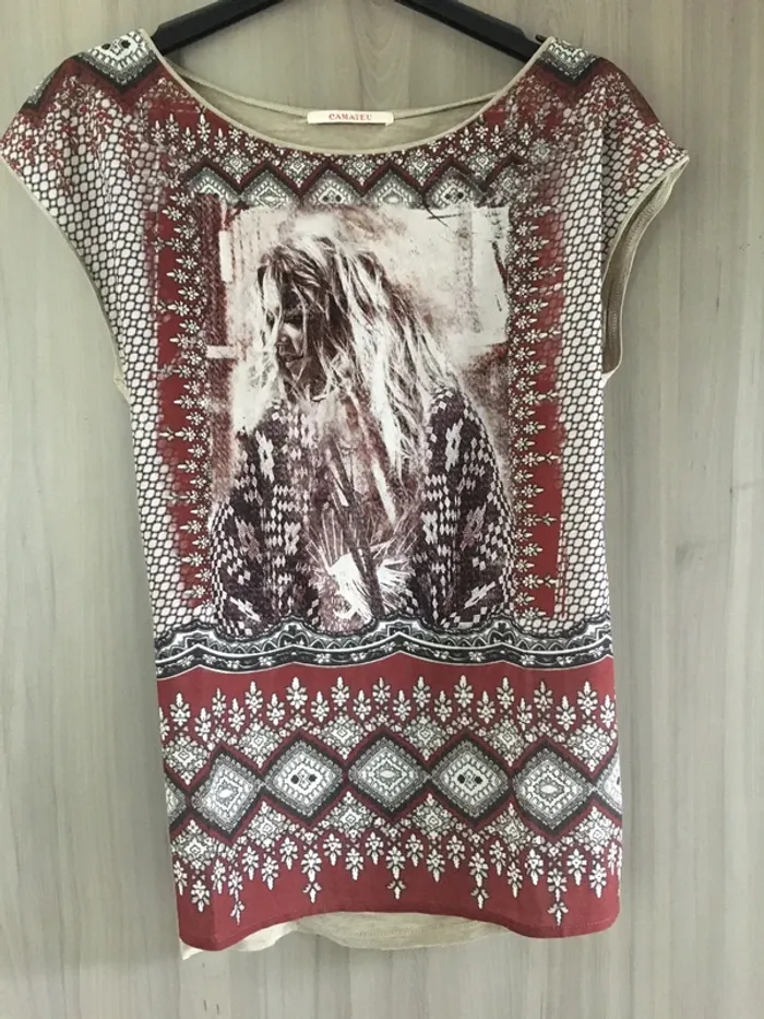 T-shirt beige fantaisie camaïeu T.38