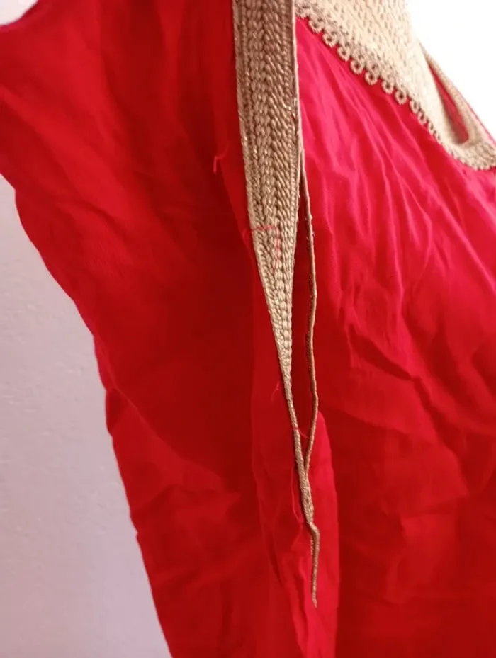 Robe tunique décontractée longueur 120cm taille unique rouge dorée - photo numéro 4
