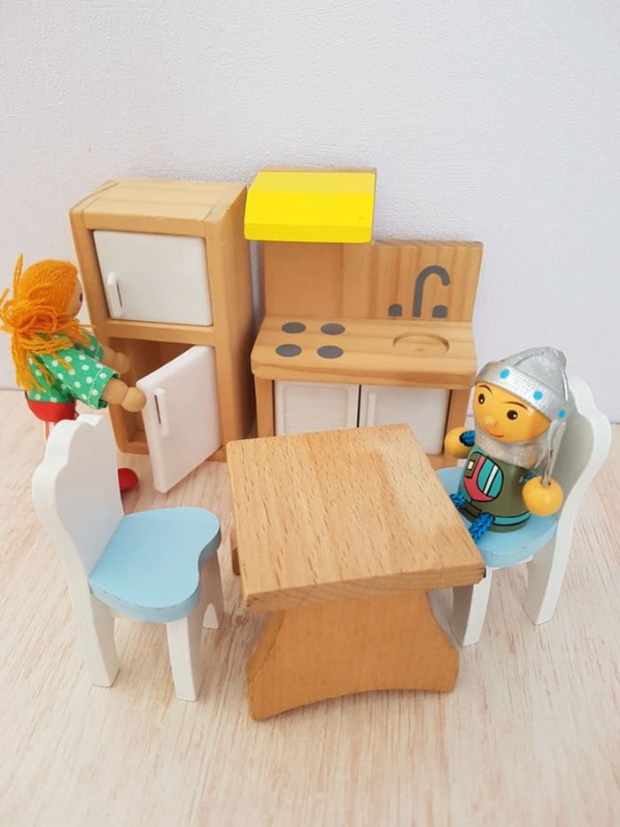 Chambre d'enfant avec lit toboggan et mobilier en bois maison de poupée - photo numéro 12