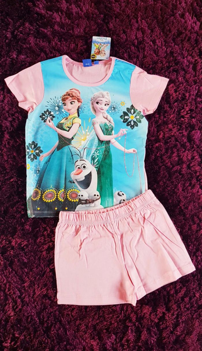 lot de 2 pyjamas short fille la reine des neiges disney - photo numéro 3