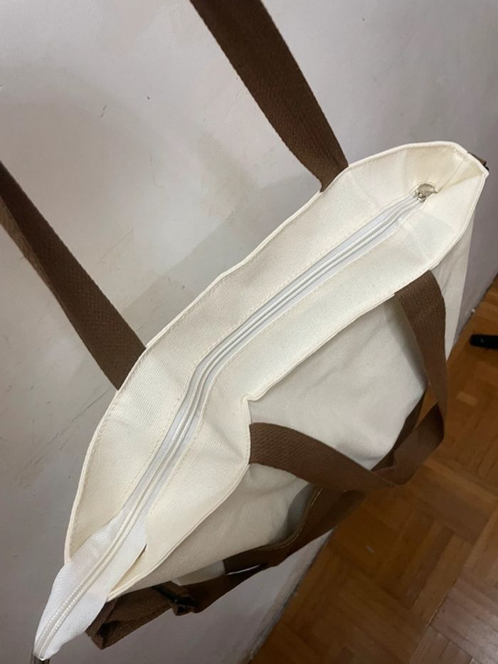 Sac fourre-tout toile marron blanc - photo numéro 11