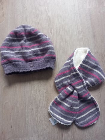 Ensemble bonnet et écharpe violet Okaïdi 6M