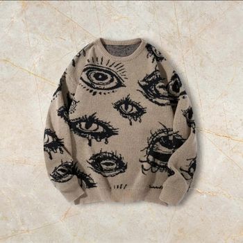Knit Diable Sweater Y2K Vintage Oversized 90s Taille M – Crewneck Old School Americain Streetwear