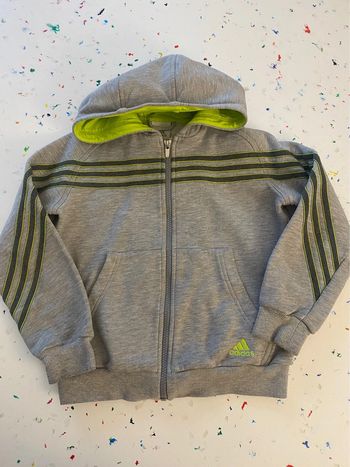 Sweat zippé à capuche gris Adidas 8 ans