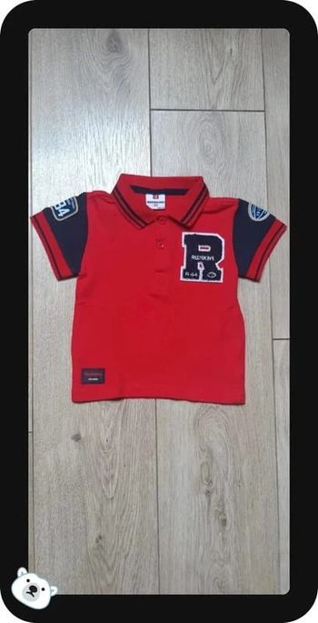 Tee-shirt polo MC redskins rouge & marine 2 ans état neuf