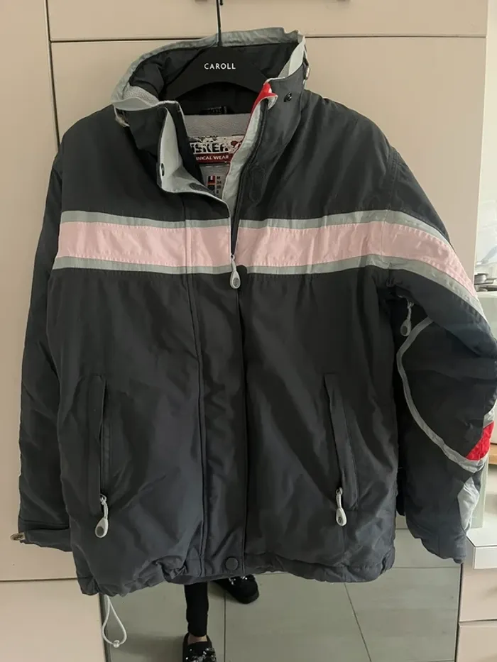 Manteau de ski femme taille M Lisker gris rose rouge - photo numéro 2