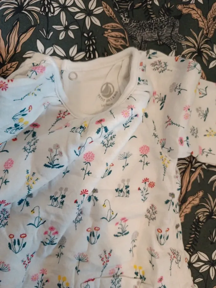 Combinaison petit bateau fleurs 54cm - photo numéro 2