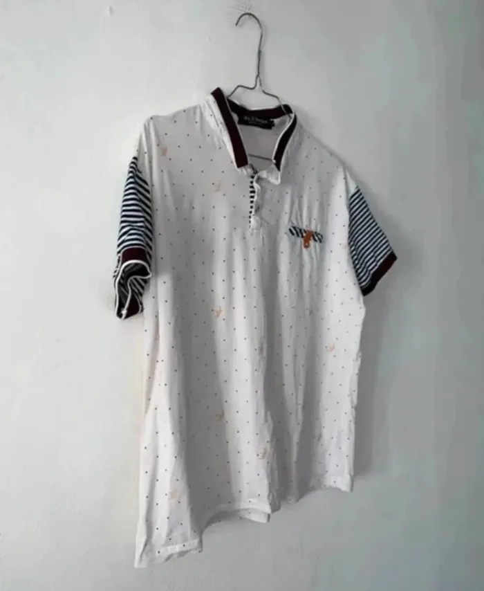 👕 Polo homme blanc imprimé - Taille 40 (L) - photo numéro 5