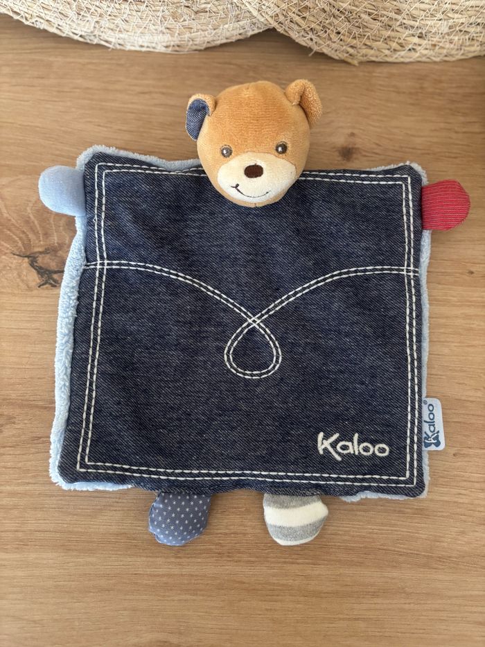 Doudou plat marionnette ours bleu jean kaloo - photo numéro 2