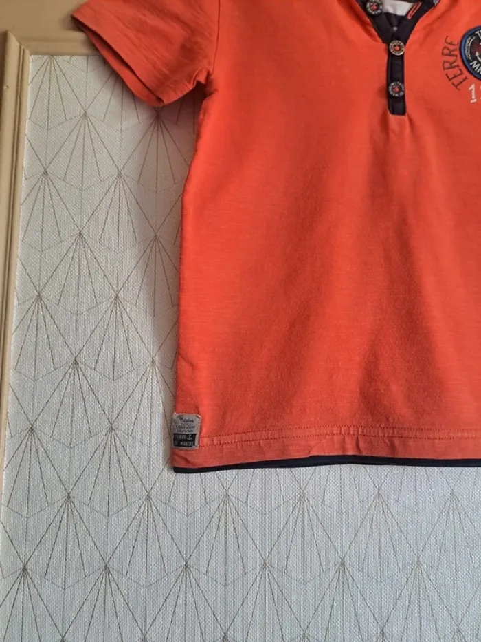 T-shirt garçon 5 ans terre de marins orange bleu comme neuf - photo numéro 2