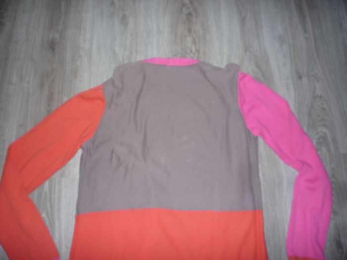 GILET LONG ORANGE / ROSE ET GRIS "MISS CAPTAIN" - TAILLE 2 - n°03 - photo numéro 5