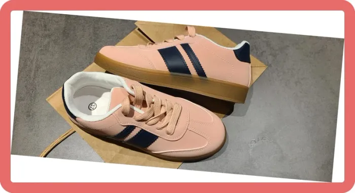 Sneakers en suédine à bandes, NEUVES, coloris Rose, Taille 37
