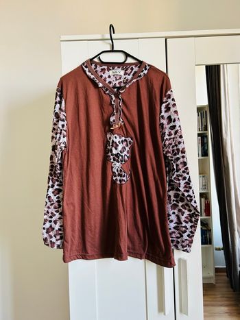 Haut de pyjama marron léopard S&Y Tailles XL-XXL