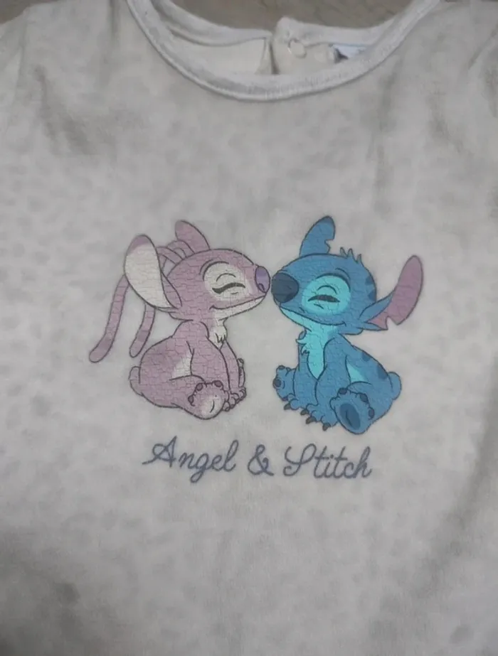 Pyjama velours mixte "stitch et angel" 3 mois - photo numéro 2